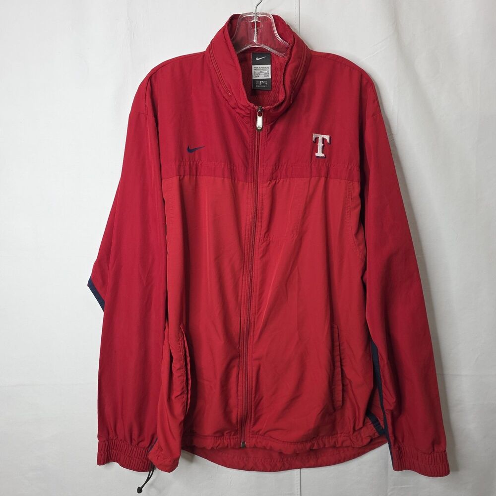Nike Authentic MLB Full Zip Texas Rangers Windbreaker Hideaway Hooded Jacket XL